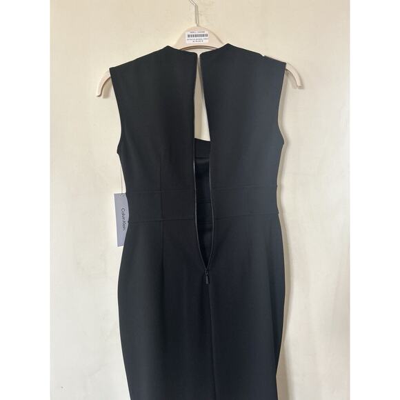 NWT Calvin Klein Bodycon Sheath Dress Black Stretch Draped Size 2 Retail $134 - Picture 9 of 9